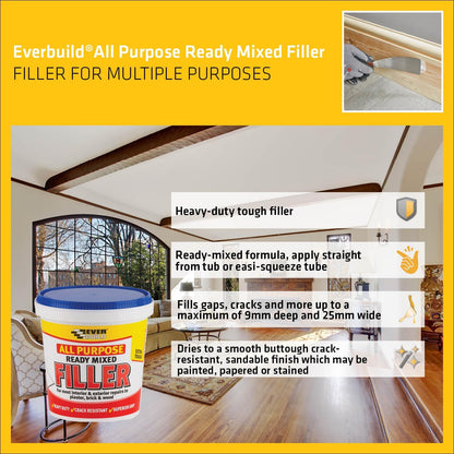 Everbuild All Purpose Ready Mixed Filler €“ Interior And Exterior Use €“ White €“ 600G