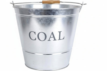 Manor Reproductions | Large Metal Fireside Kindling Bucket with Wooden Handle |Galvanised Finish