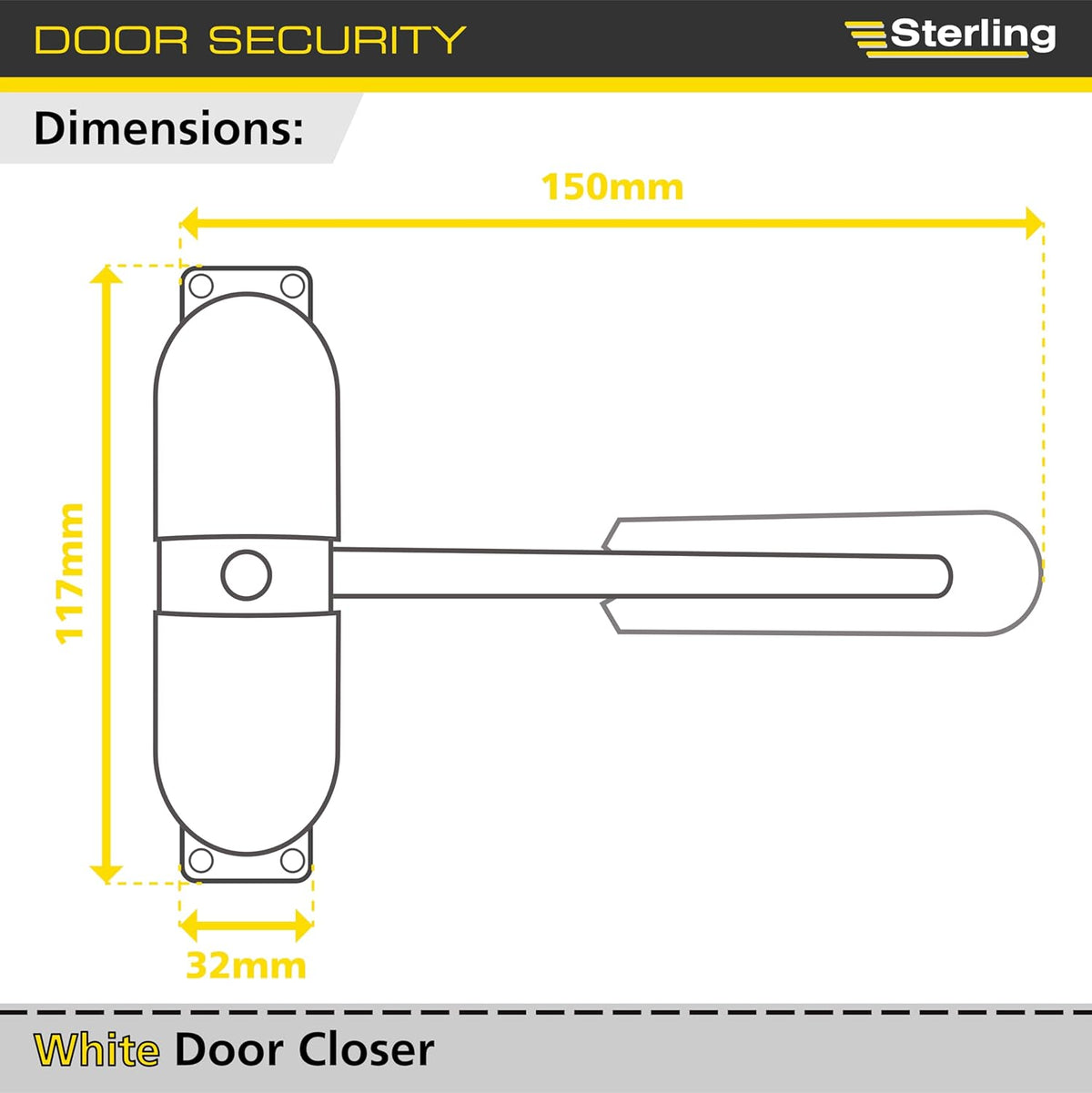 Burg Wachter Spring Loaded Adjustable Auto Closing Door Closer | Home & Commercial | White