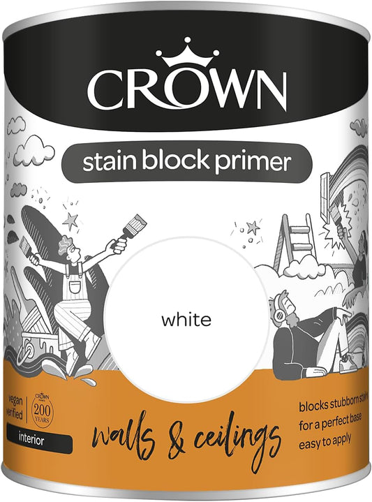 Crown Walls and Ceilings Primer & Undercoat, 750Ml, White.