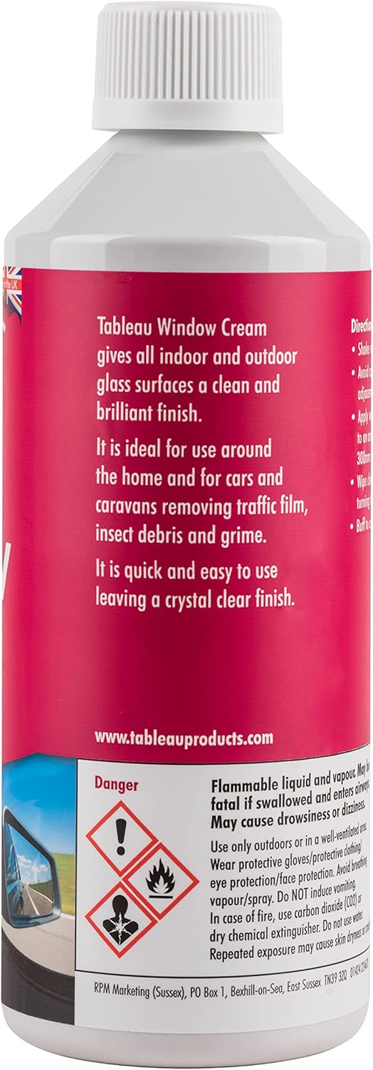 Tableau Window Cream, Cleans And Polishes All Glass Surfaces, 500ml