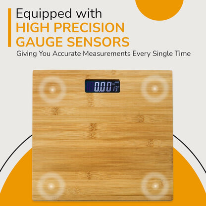Blue Canyon Bamboo Digital Display Bathroom Scales 180Kg Max Capacity