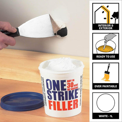 Everbuild One Strike Multi-Purpose Quick-Drying Filler White €“ 1L