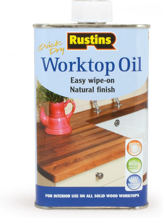 Rustins Worktop Oil  Natural Finish - Ideal For Kitchen Surfaces 1L