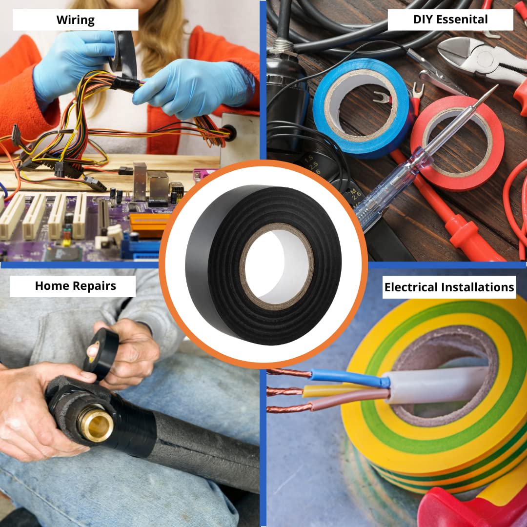Black PVC DENCON Electrical Tape 19mm x 20M Insulation Tape (Pack of 1-10)
