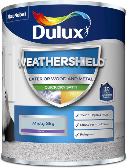 Dulux Weather Shield Quick Dry Satin Paint, 750 Ml - Misty Sky