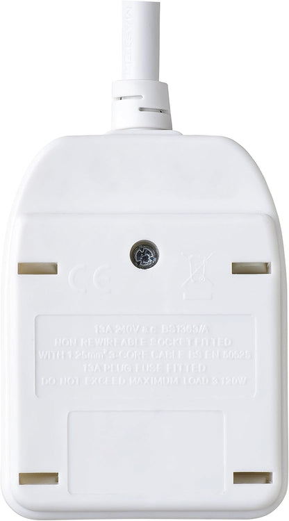 Masterplug Single Socket Long Extension Lead, 5 Metres, White