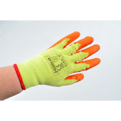 Hilka Branded Orange Latex Coated Work Gloves {Medium}