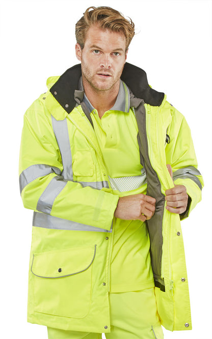 Beeswift Elsener 7 in 1 High Visibility Yellow Jacket ALL SIZES