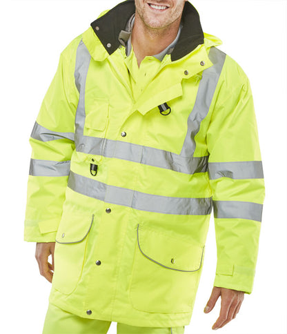 Beeswift Elsener 7 in 1 High Visibility Yellow Jacket ALL SIZES