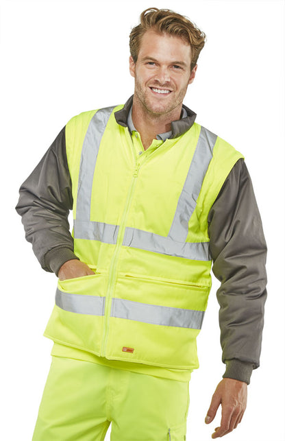 Beeswift Elsener 7 in 1 High Visibility Yellow Jacket ALL SIZES