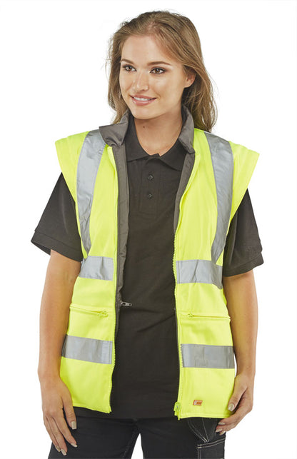 Beeswift Elsener 7 in 1 High Visibility Yellow Jacket ALL SIZES