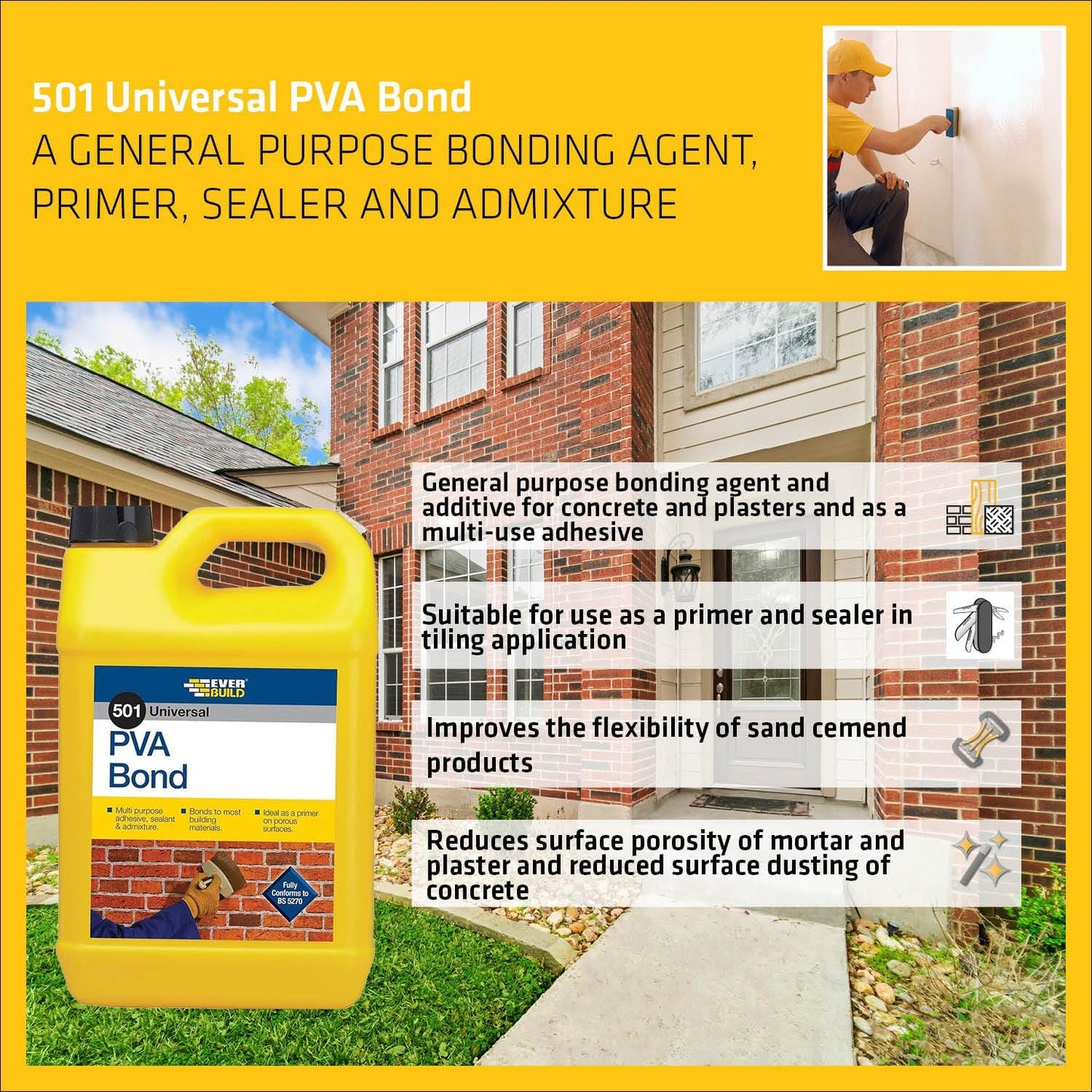 Everbuild 501 Universal PVA Bond | General Purpose Bonding Agent | 5 Litre Tub