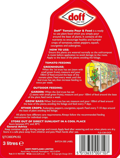 Doff Tomato Ready Mixed Liquid Pour and Feed Plant Food 3 Litre