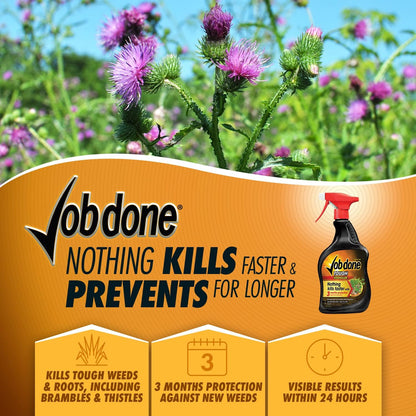 Job Done Tough Weedkiller | 1 Litre Spray | Controls Brambles, Nettles and More.