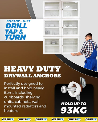 Gripit Brown Plasterboard Fixings - Pack of 25 | Heavy Duty Holds 93kg