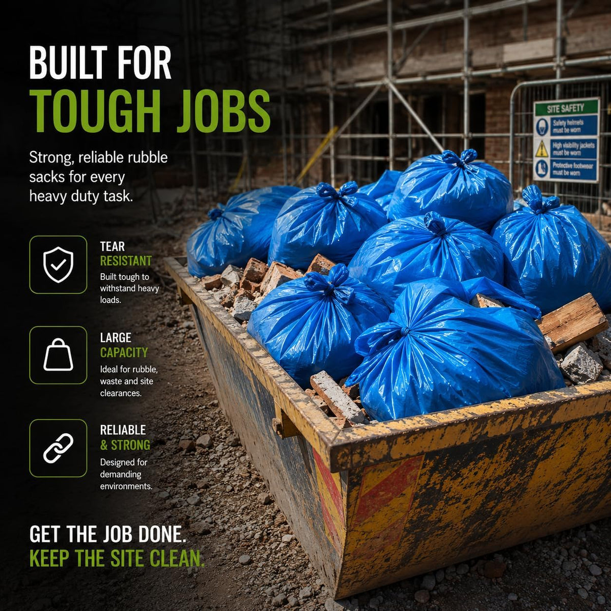 Ecobag - 6 Pack Blue Rubble Bags - 30L - 80 Microns
