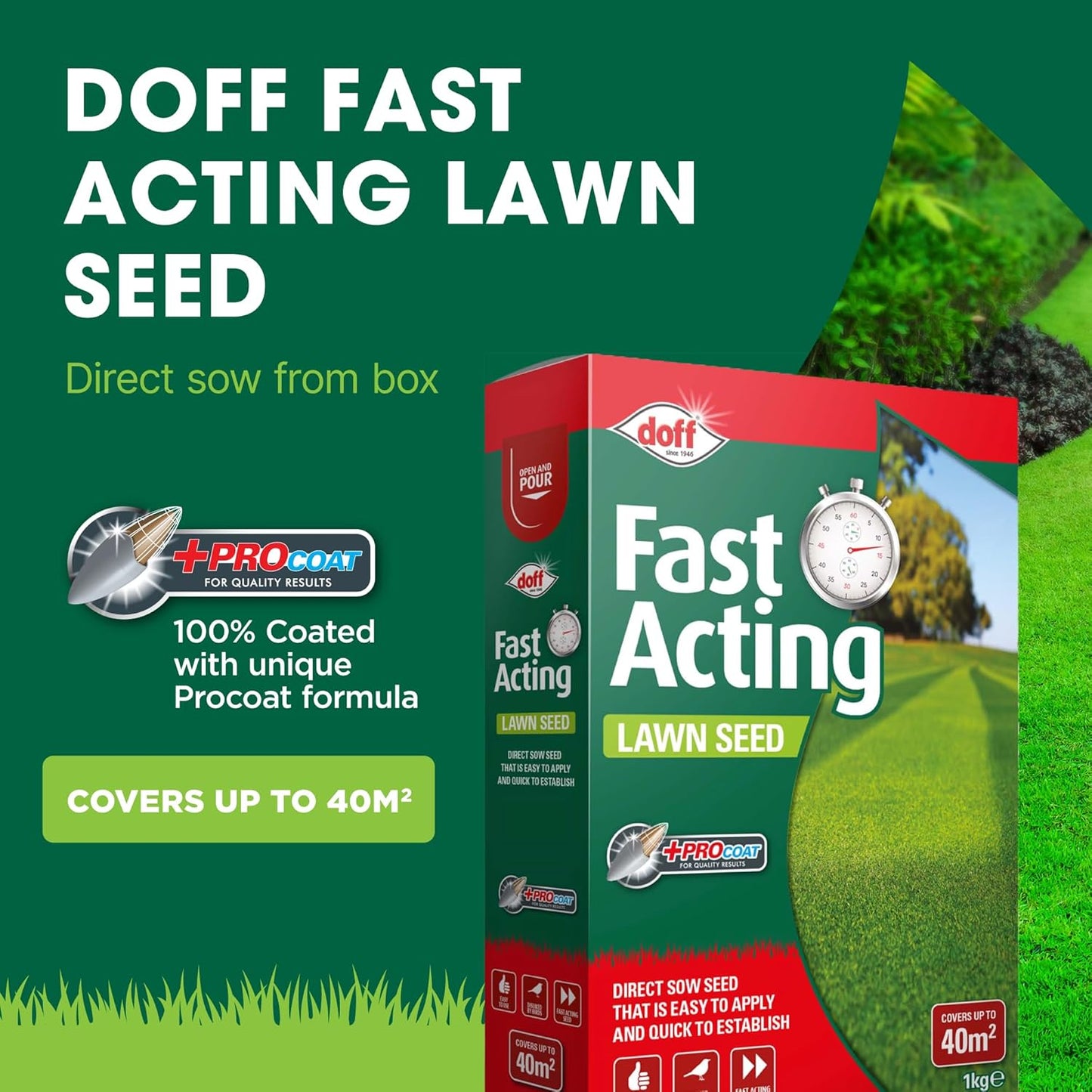 Doff Fast Growing Lawn Seed 1Kg