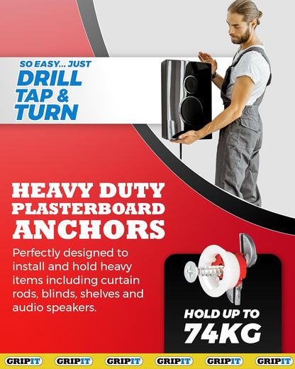 Gripit Red Plasterboard Fixings - Heavy Duty Pack of 25