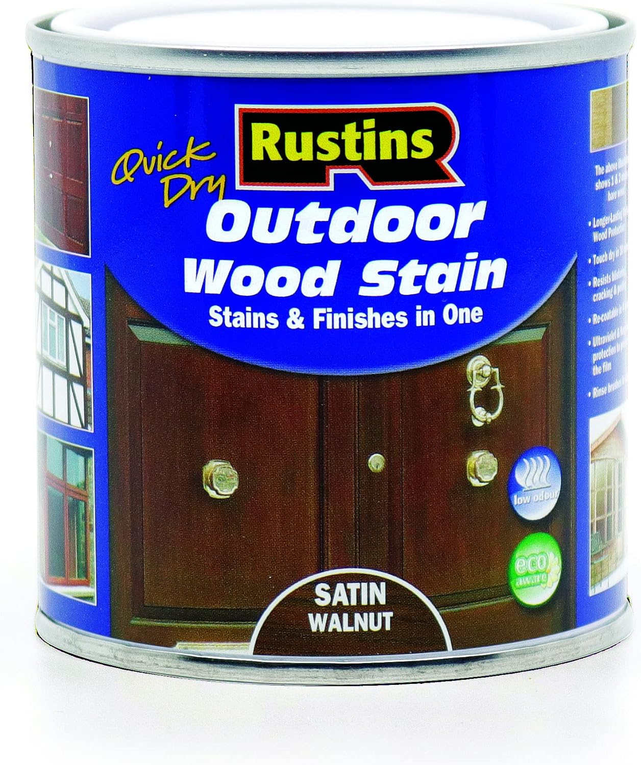 Rustins Quick Dry Outdoor Wood Stain Satin Walnut 250Ml