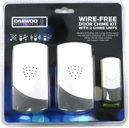 Daewoo Cordless Doorbell Chime Plug-In, White