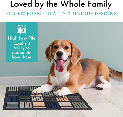 Scrape Sorb Premium Doormat | Parquet Multi | 45 x 60cm | Durable Nylon Pile