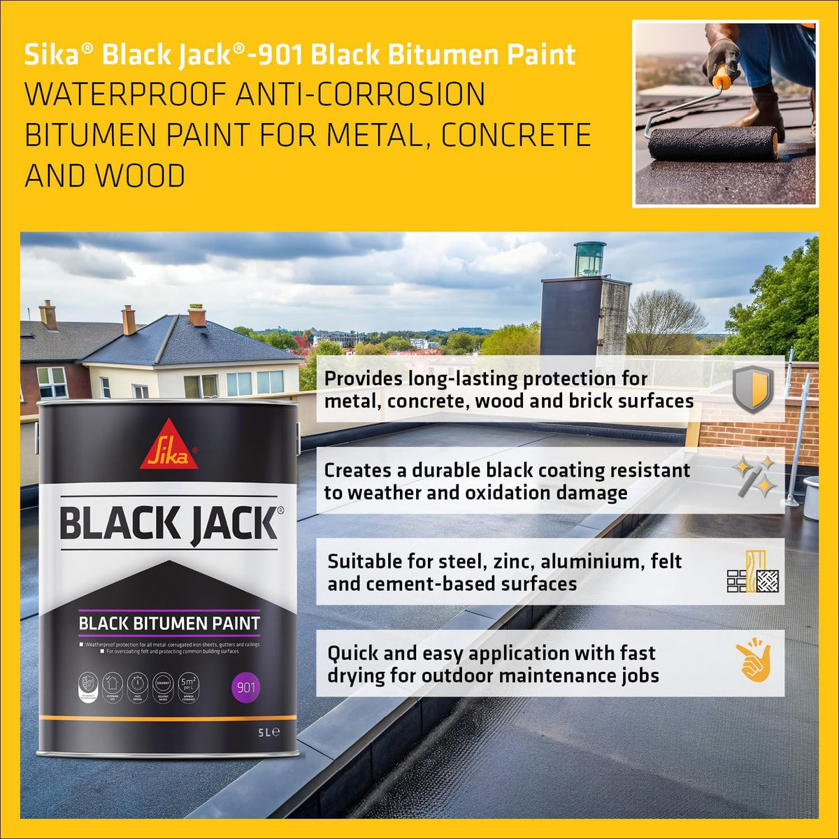Everbuild 901 Black Jack Bitumen Paint | Black | 1 x 5L