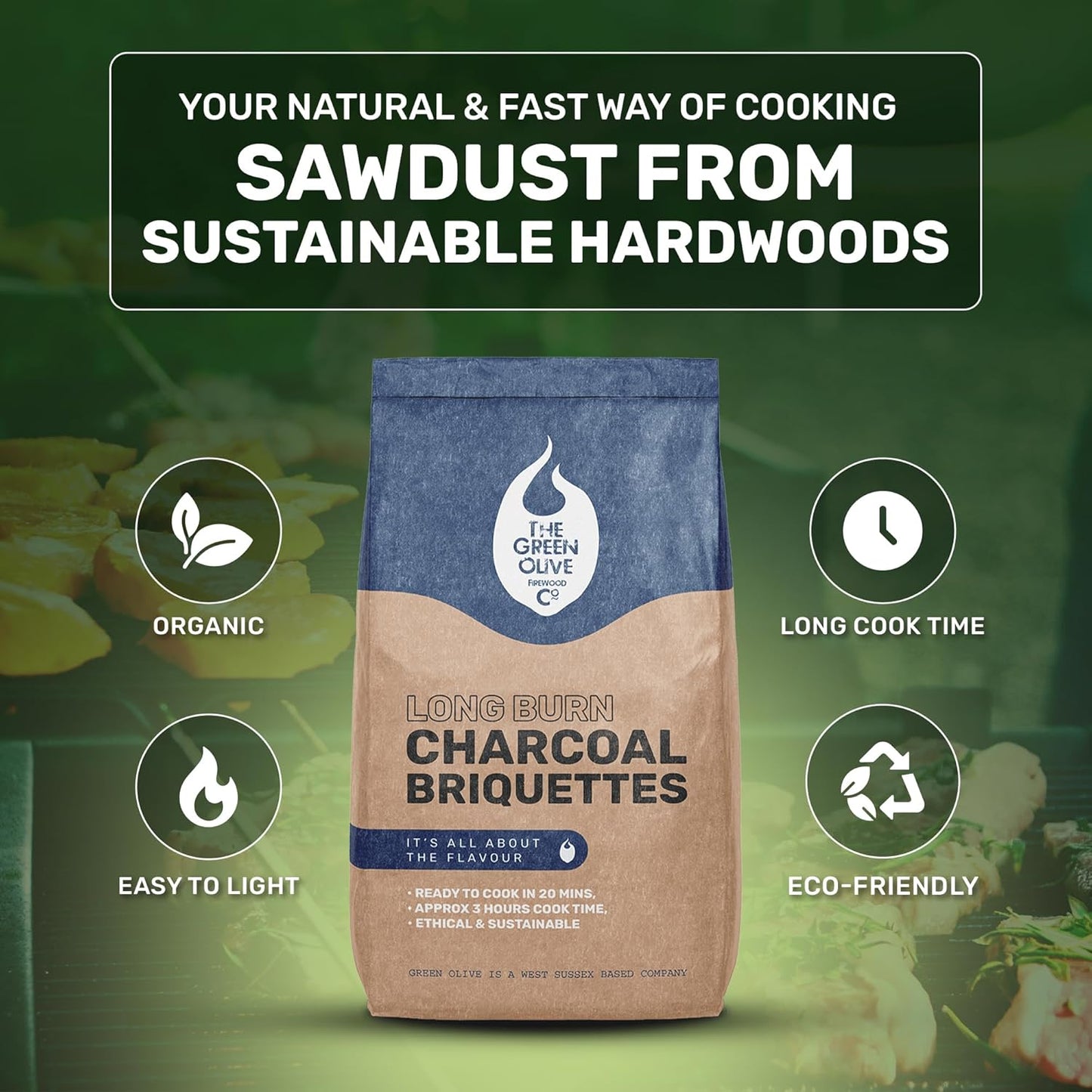 Long Burn Charcoal Briquettes 4Kg