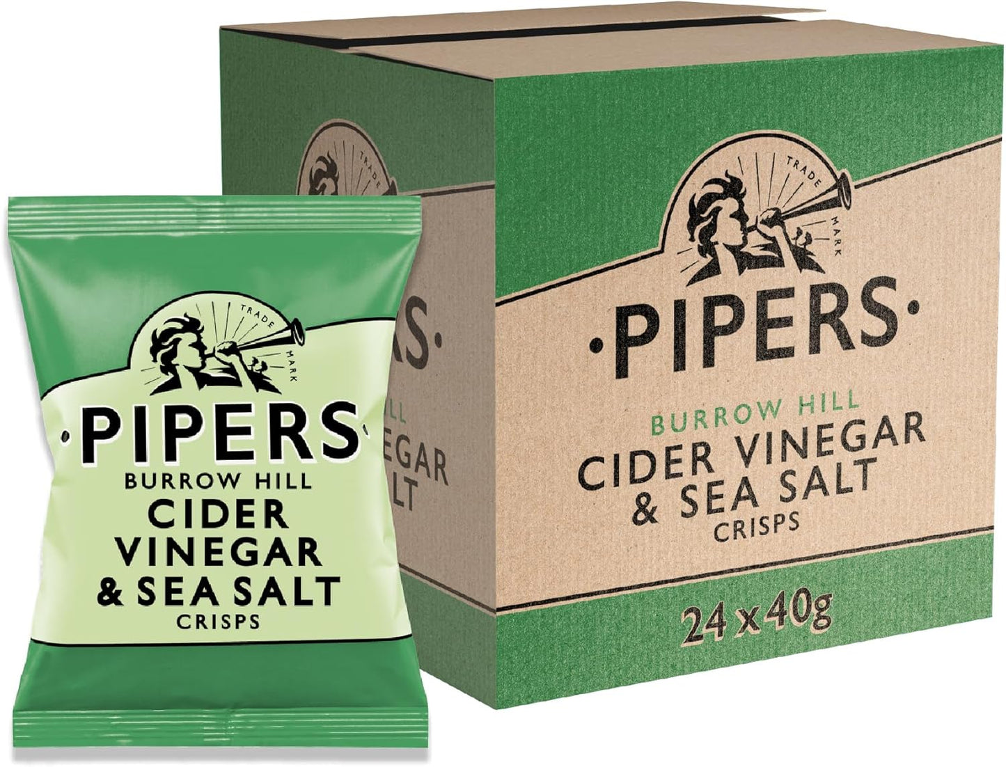 Pipers Gluten-Free Cider Vinegar & Sea Salt Crisps Multi-Pack | 24 x 40g.