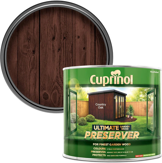 Cuprinol Ultimate Garden Wood Preserver | Wax Enriched Formula | Country Oak 1L