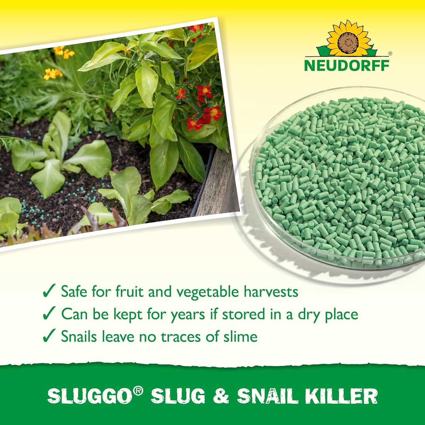 Neudorff Sluggo Slug & Snail Killer Pellets Ferric Phosphate Slug Control 800g