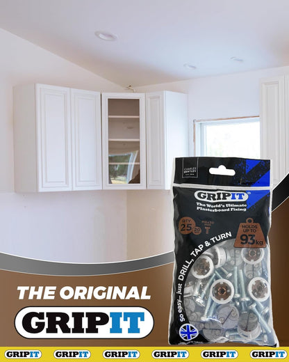 Gripit Brown Plasterboard Fixings - Pack of 25 | Heavy Duty Holds 93kg