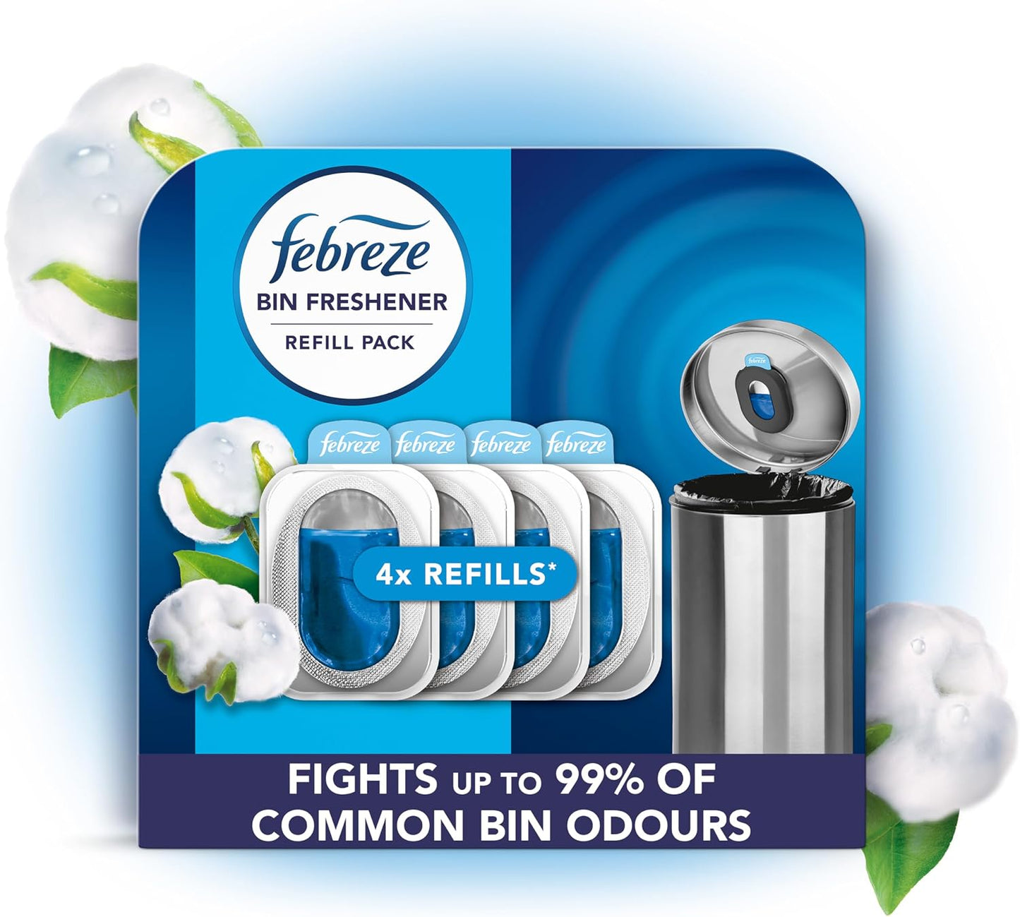 Febreze Bin Freshener Refill Pack Cotton Fresh 4 x 4.88ml