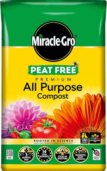 Miracle-Gro Peat Free Premium All Purpose Compost, 50 Litres.