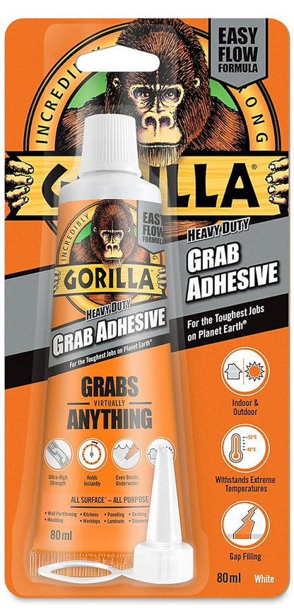 Gorilla 2044300 Heavy Duty Grab Adhesive White 80Ml 1 Pack