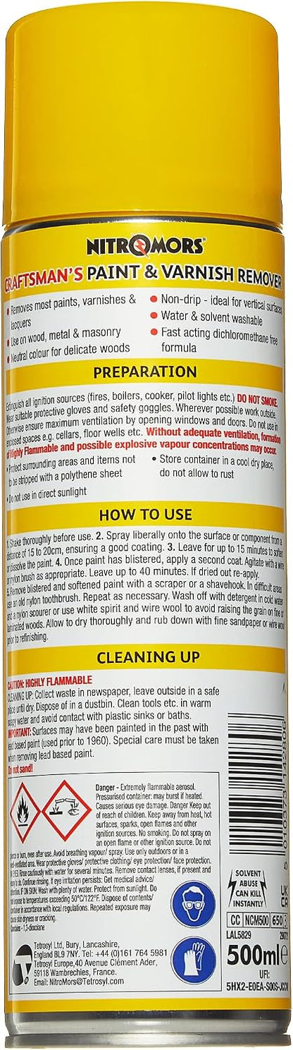 Nitromors Craftsman Aerosol Paint Stripper 500 Ml