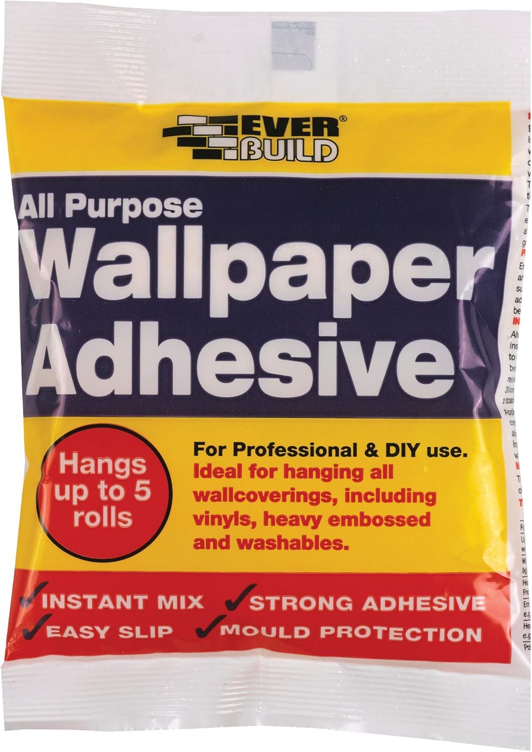 Everbuild All Purpose Wallpaper Adhesive Easy-Mix Formula €“ 1 Bag Hangs Up To 5 Rolls