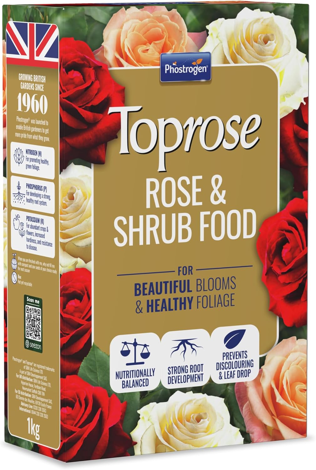 Phostrogen Toprose Rose Shrub & Feed Granules - FERTILIZER for Vibrant Roses 1kg