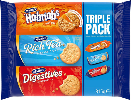 McVitie's Selection Triple Pack - Original Digestives & Rich Tea & HobNobs Biscuits - 815 g
