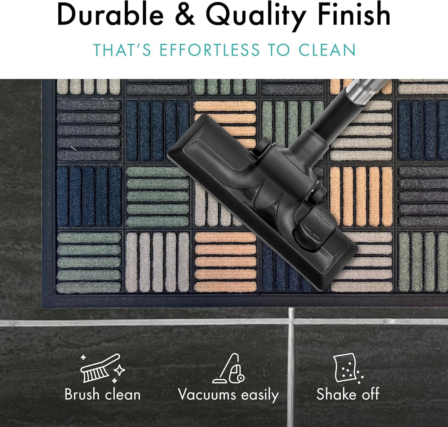 Scrape Sorb Premium Doormat | Parquet Multi | 45 x 60cm | Durable Nylon Pile