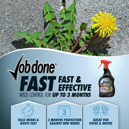 Job Done Path Weedkiller, Path, Patio & Driveway Weedkiller Protects For 3 Months, 1L