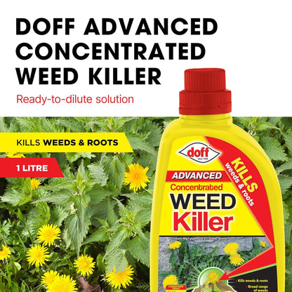 Doff Advanced Concentrated Weedkiller | Kills Deep Rooted Weeds | 1 Litre