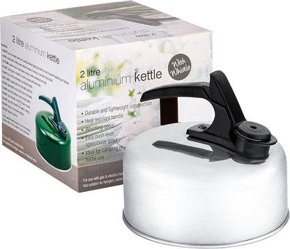 Pendeford Whistling Kettle,Polished Traditional Aluminium- Silver 2 Litre