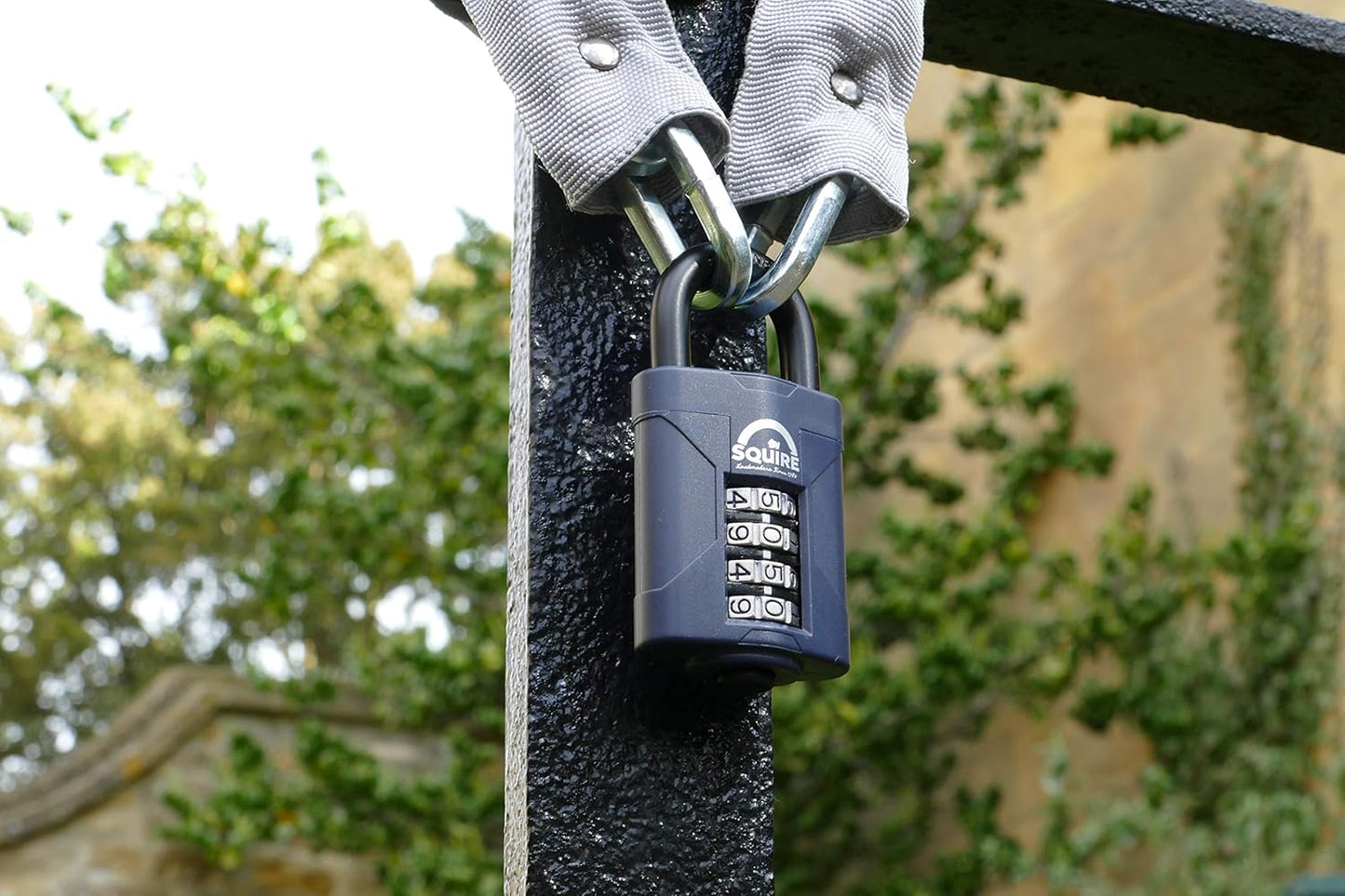 Squire Heavy Duty Padlock (Cp50) - Steel Shackle - 4 Wheel Combination (Blue, 50 Mm)