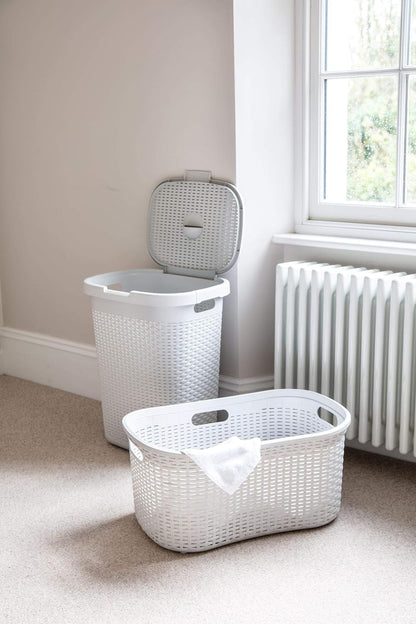 Addis Light Grey Rattan Hipster Laundry Basket