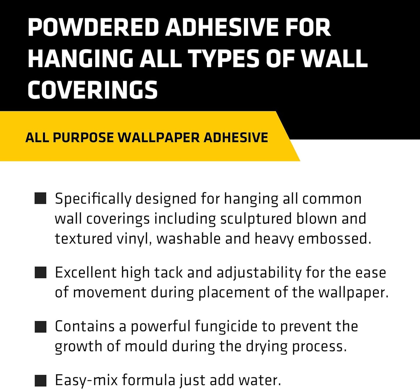 Everbuild All Purpose Wallpaper Adhesive Easy-Mix Formula €“ 1 Bag Hangs Up To 5 Rolls