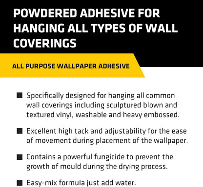 Everbuild All Purpose Wallpaper Adhesive Easy-Mix Formula €“ 1 Bag Hangs Up To 5 Rolls