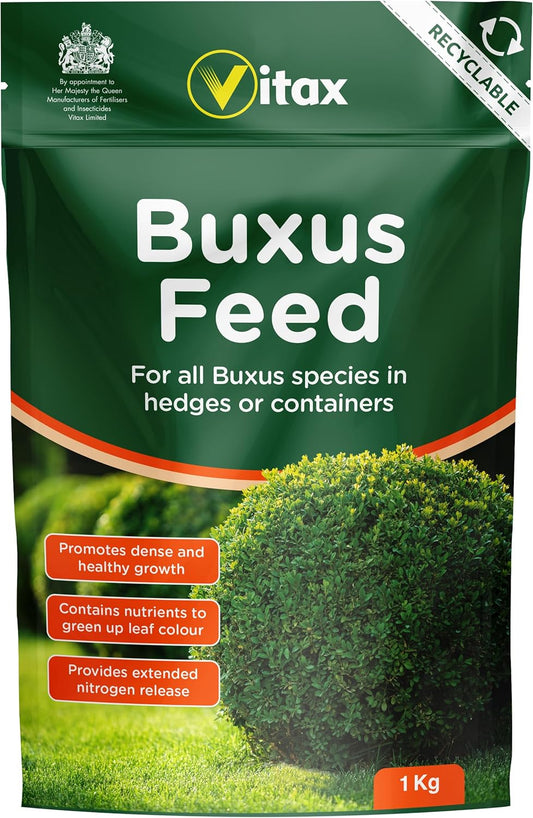 Vitax Buxus Feed  | Extended Nitrogen Release, Promotes Healthy Growth: 1Kg Pouch
