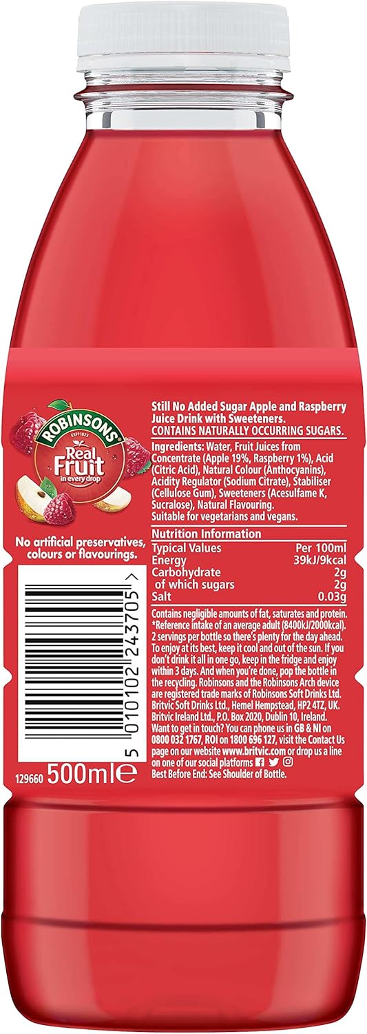 Robinsons RTD Raspberry & Apple Bottle 12 x 500ml