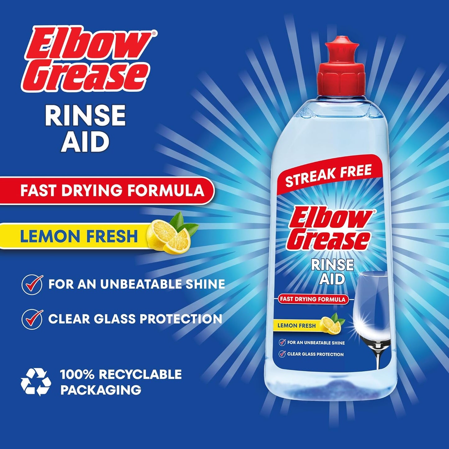 Elbow Grease Rinse Aid | Streak Free Fast Drying Formula | 1 x 500ml